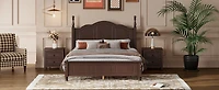 Streamdale White Retro Platform Bed with Wood Slats