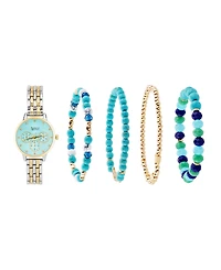 American Exchange Women's Two-Tone Metal Alloy Band Analog Watch 31mm with Stackable Bracelets Gift Set