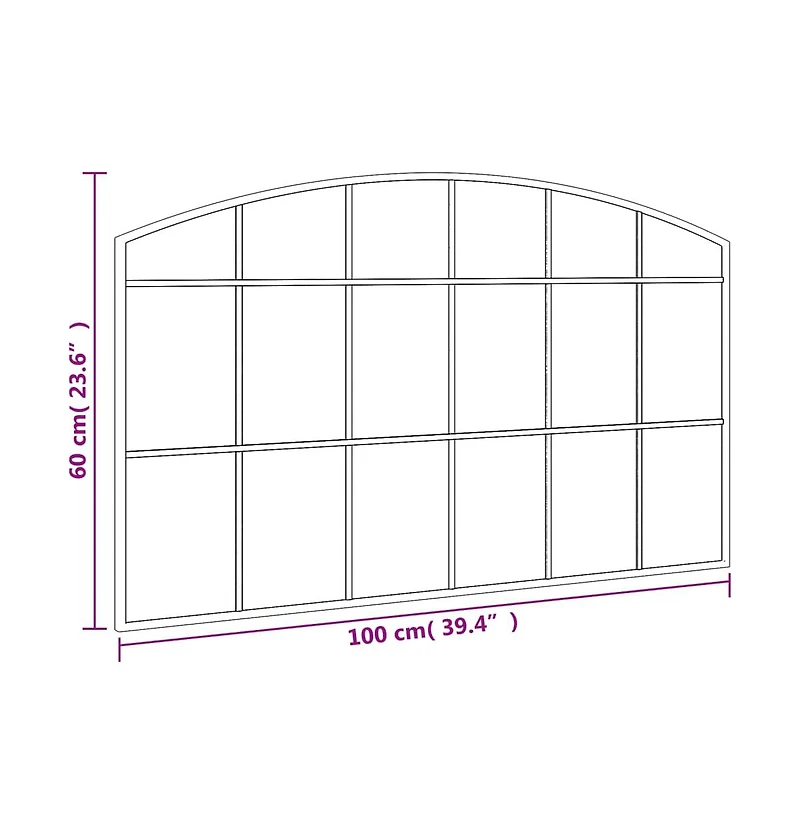vidaXL Wall Mirror Black 39.4"x23.6" Arch Iron