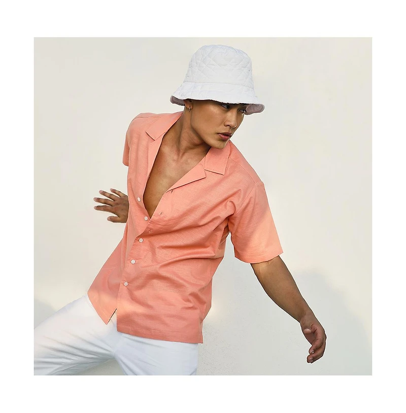Campus Sutra Men's Tangarine Orange Heathered Shirt