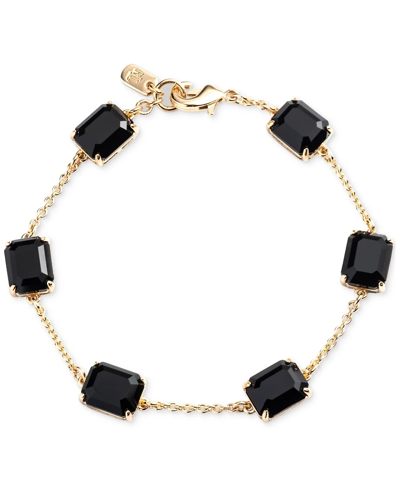 Lauren Ralph Lauren Gold-Tone Square Stone & Fine Chain Link Bracelet