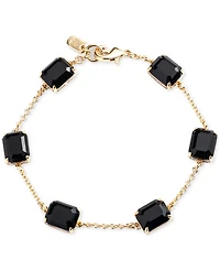 Lauren Ralph Lauren Gold-Tone Square Stone & Fine Chain Link Bracelet