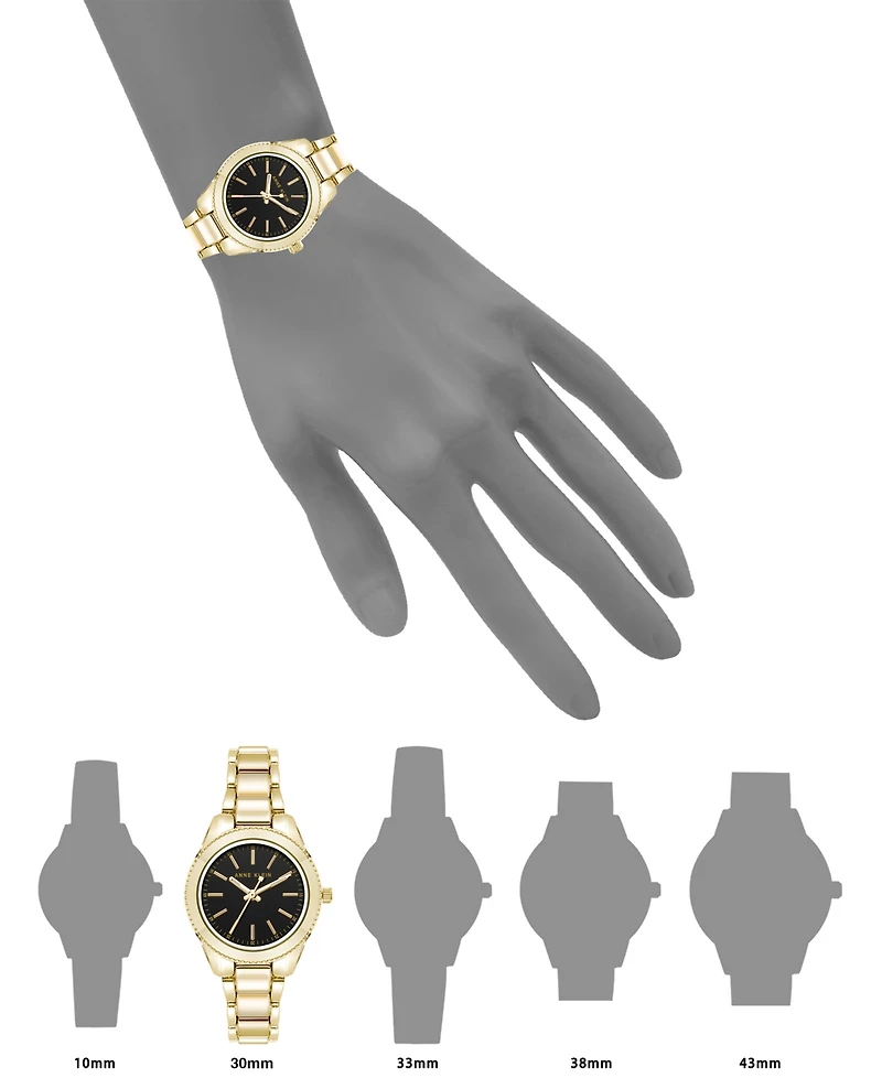 Anne Klein Women's Quartz Minimalist Contemporary Gold-Tone Alloy Metal Watch, 32mm