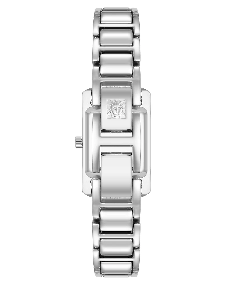 Anne Klein Women's Quartz Classic Rectangular Roman Numeral Silver-Tone Alloy Metal Watch, 20mm
