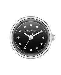 Anne Klein Women's Quartz Faceted Crystal Silver-Tone Alloy Metal Ring Watch, 20mm
