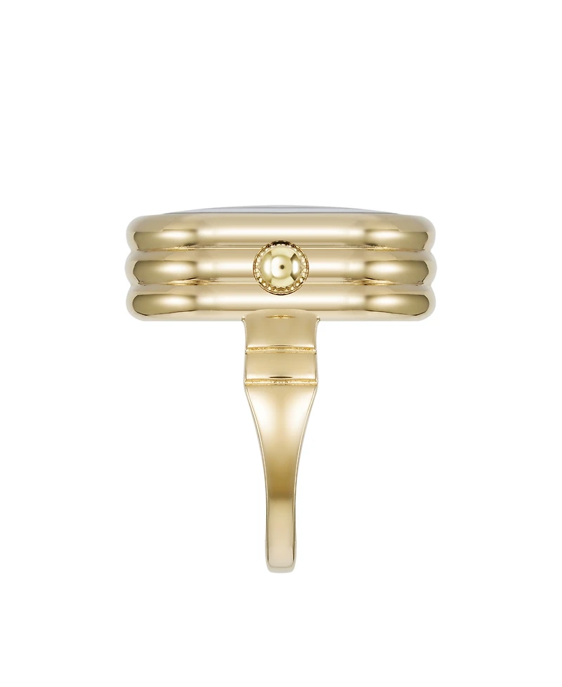 Anne Klein Women's Quartz Sandstone Gemstone and Gold-Tone Alloy Metal Ring Watch