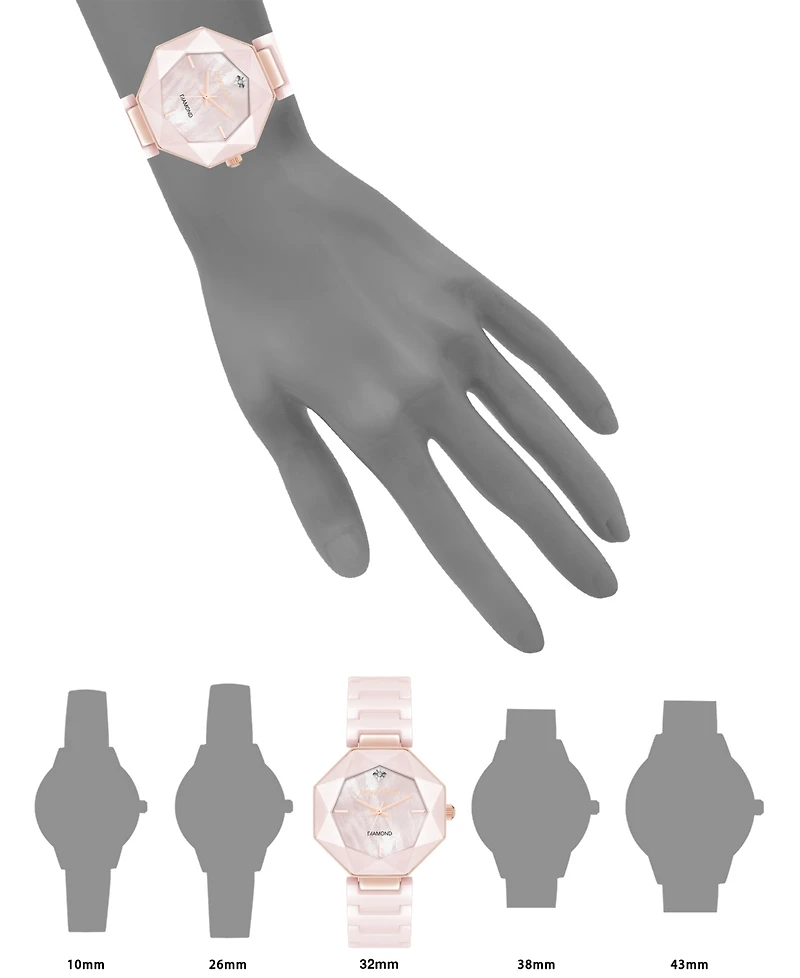 Anne Klein Women's Quartz Pink Octagonal Ceramic Watch, 32mm