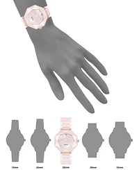 Anne Klein Women's Quartz Pink Octagonal Ceramic Watch, 32mm