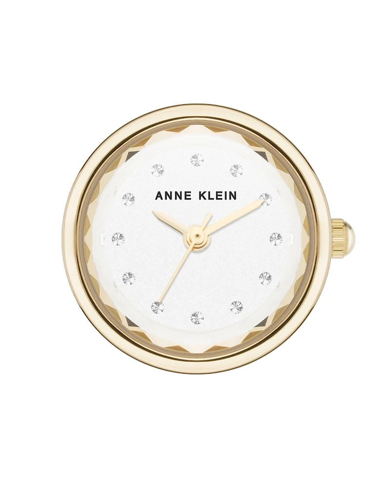 Anne Klein Women's Quartz Faceted Crystal Two-Tone Alloy Metal Ring Watch, 20mm