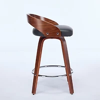 Walnut Finish Mid-Century Modern Bar Stools (Set of 2