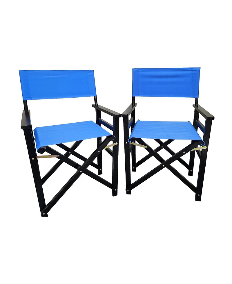 Simplie Fun Canvas and Wood Folding Chairs Set - Blue