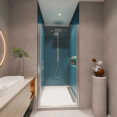 Streamdale 1 3/8" Adjustable Pivot Shower Door with 1/4" Tempered Glass