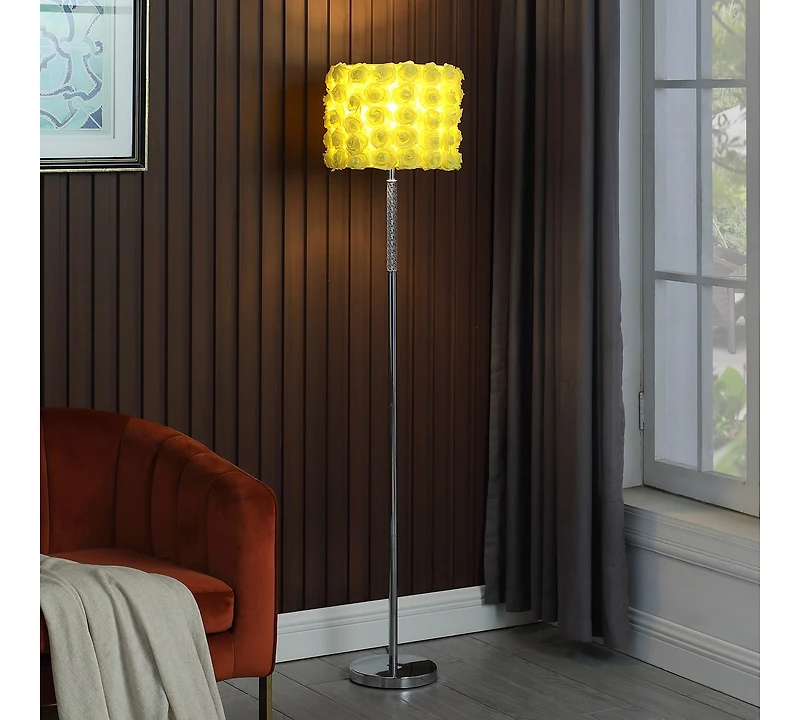 Streamdale 63"In Yellow Roses In Bloom Acrylic/Metal Floor Lamp