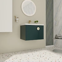 Wall-Mounted Vanity with Ceramic Sink and Soft-Close Doors
