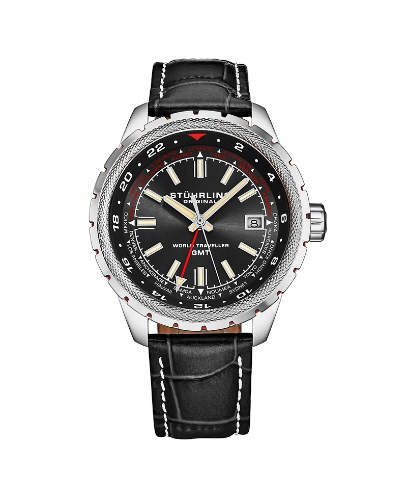 Stuhrling Global Voyager 1014 Gmt 42mm World Timer Watch