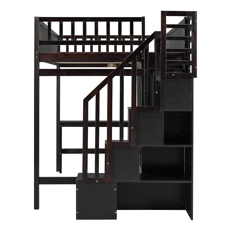 Streamdale Full Loft Bed With Bookshelf, Drawers, Desk, And Wardrobe White