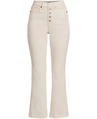 Lands' End Women's Recycled Denim High Rise Button Front Kick Flare Crop Jeans