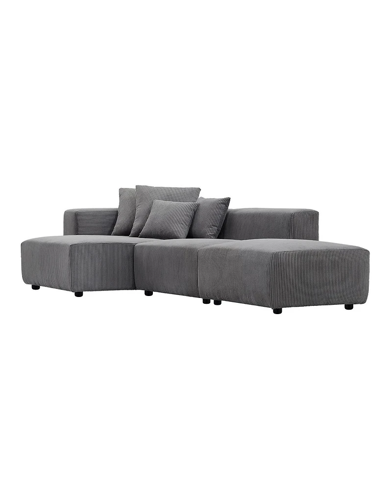 Streamdale Furniture Gray Modular Corduroy Sectional Sofa Set