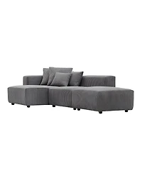 Streamdale Furniture Gray Modular Corduroy Sectional Sofa Set