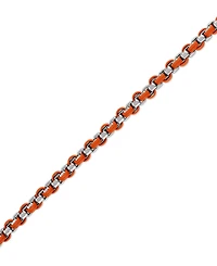 Bulova Marc Anthony Men's Orange Leather Box Link Chain Bracelet in Sterling Silver-Plate, BVB1130-orsna