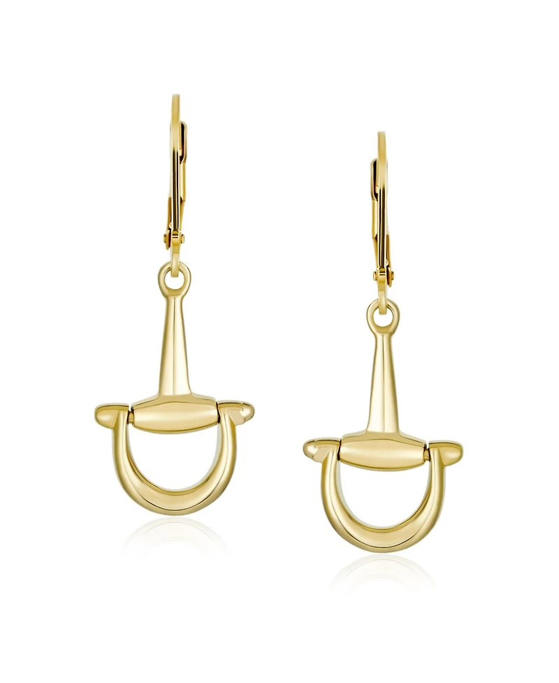 Bling Jewelry Equestrian Horse Gift Cowgirl Lever Back Dangle Earrings in Gold-Plated Silver
