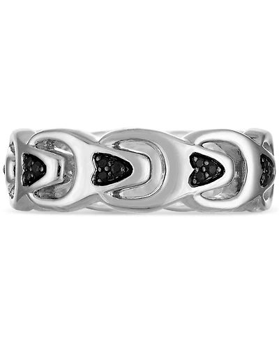 Bulova Marc Anthony Men's Black Diamond Chain Link Motif Ring (1/5 ct. t.w.) in Sterling Silver-Plate, BVR1023-wsaa
