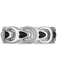 Bulova Marc Anthony Men's Black Diamond Chain Link Motif Ring (1/5 ct. t.w.) in Sterling Silver-Plate, BVR1023-wsaa