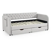 Simplie Fun Twin Daybed with Trundle, Storage Drawers & Flat Arms