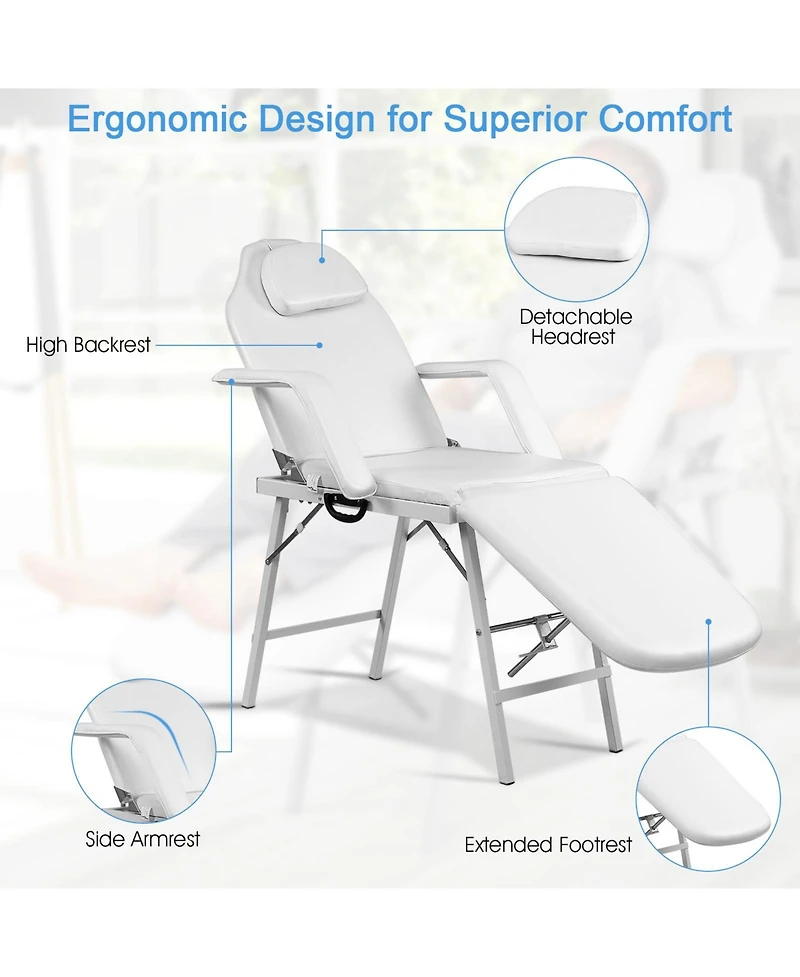 Sugift 73 Inch Portable Tattoo Salon Facial Bed Massage Table