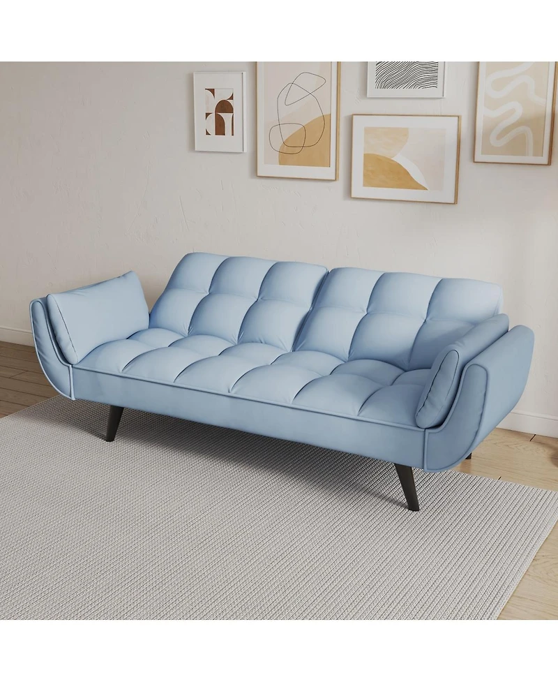 Streamdale Furniture 57" Blue Sofa Soft Two Armrests Throw Pillow Pillow Comfortable Fit Apartment Bedroom Small Space