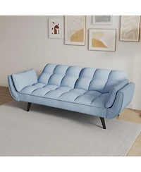 Streamdale Furniture 57" Blue Sofa Soft Two Armrests Throw Pillow Pillow Comfortable Fit Apartment Bedroom Small Space