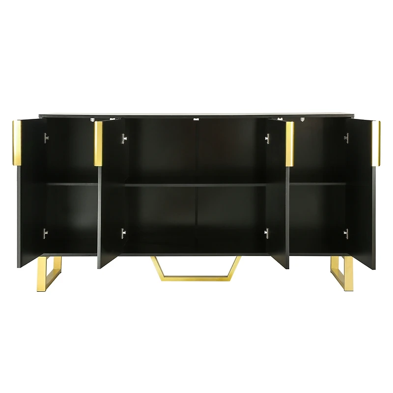 Streamdale Modern Kitchen Cabinet Sideboard with Doors, Metal Accents, Adjustable Shelves