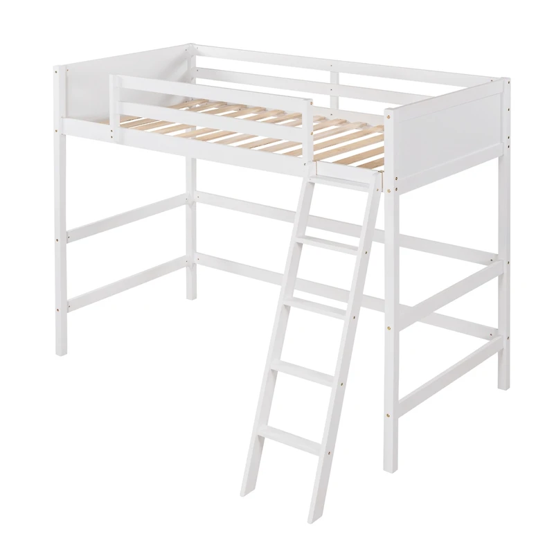 Streamdale Solid Wood Twin Loft Bed With Ladder