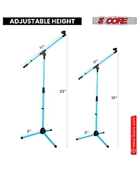 5 Core Microphone Stand Pair Floor Height Adjustable w Telescoping Boom Arm