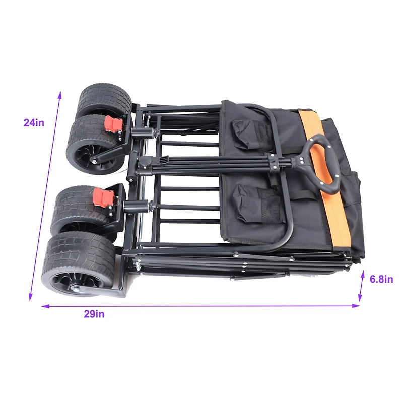 Streamdale Foldable Xl Beach Cart in Black & Orange
