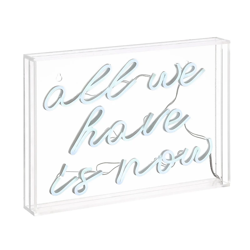 All We Have Is Now Contemporary Glam Acrylic Box Usb Operated Led Neon Light Lamp