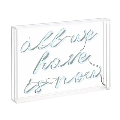 All We Have Is Now Contemporary Glam Acrylic Box Usb Operated Led Neon Light Lamp