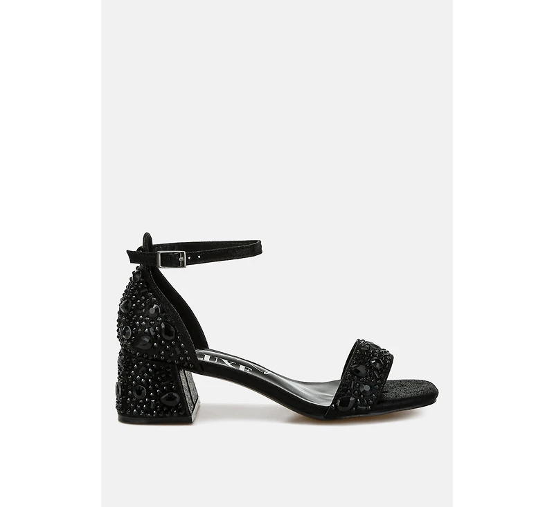 Nocturnal Rhinestone Embellished Shimmer Sandals