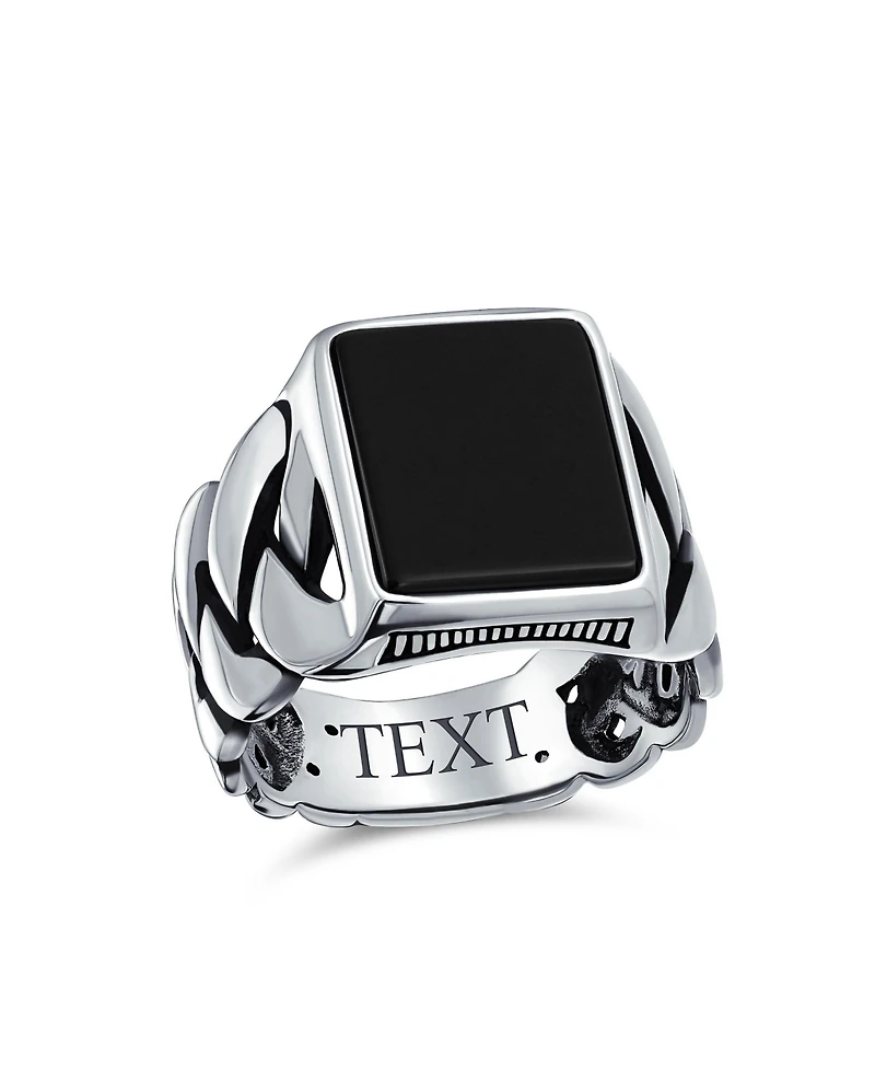Bling Jewelry Braided Cable Wheat Wide Link Chain Band Large s Rectangle Statement Signet Ring Sterling Silver