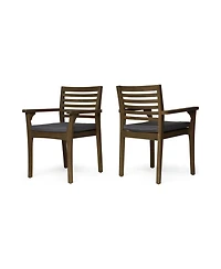 Simplie Fun Sophisticated Gray Acacia Patio Dining Chair Set with Wicker Seats