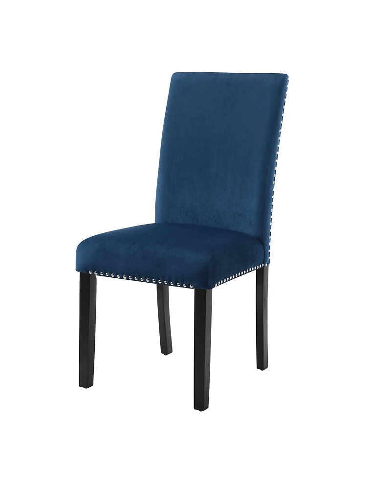 Streamdale Furniture Contemporary Velvet Dining Chair with Nailhead Trim, Set of 2, Blue