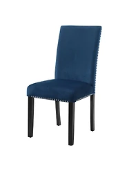 Streamdale Furniture Contemporary Velvet Dining Chair with Nailhead Trim, Set of 2, Blue