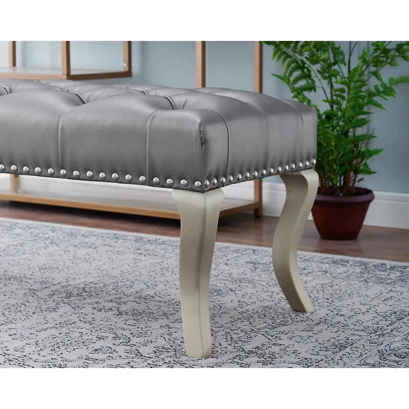 Streamdale Furniture Maxem Tufted FabricUpholstered Bench with Nailhead Trim