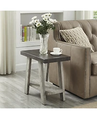 Streamdale Furniture Two-Tone Wood Shelf Side Table in Weathered Walnut and Gray
