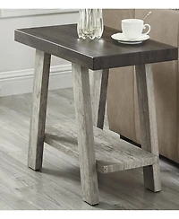 Streamdale Furniture Two-Tone Wood Shelf Side Table in Weathered Walnut and Gray