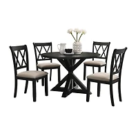 Streamdale Furniture indvale Cross-Buck Wood 5-Piece Dining Set in Black