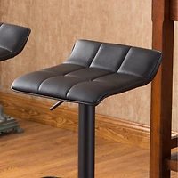 Streamdale Furniture Belham Black Round Metal Bar Table with 2 Swivel Bonded Leather Adj Stools