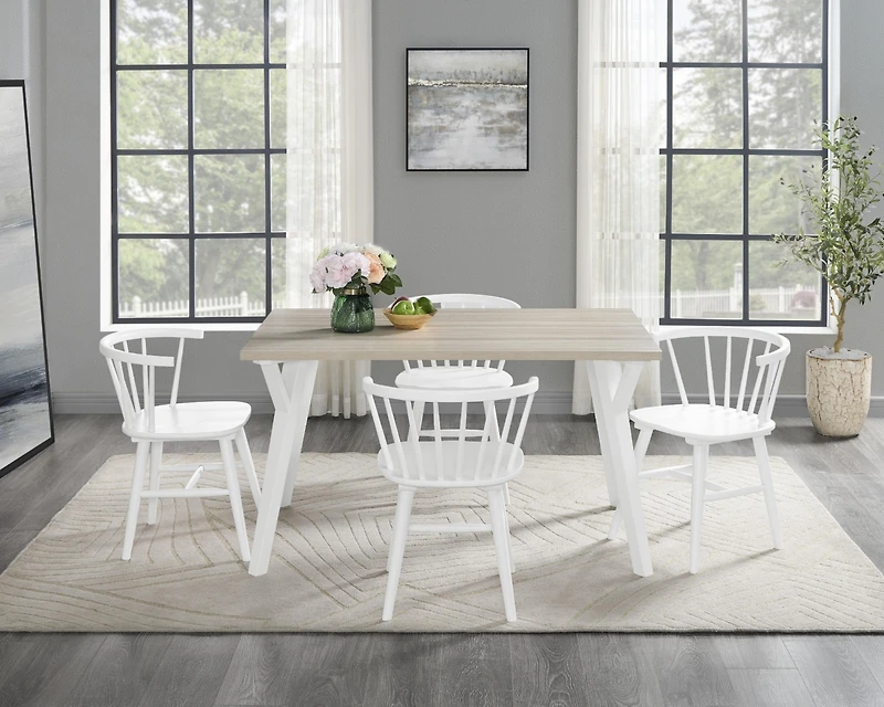 Streamdale Alwynn 5-Piece Dining Set Stylish Table & Windsor Chairs