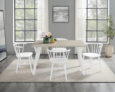 Streamdale Alwynn 5-Piece Dining Set Stylish Table & Windsor Chairs