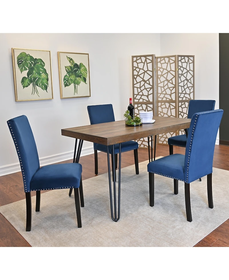 Streamdale Furniture Ashzo 5-Piece Dining Set, Hairpin Dining Table with 4 Chairs, 3 Color Options